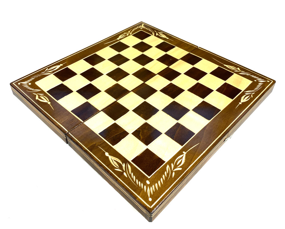 Шахова дошка для ігор 3 в 1 з натурального дерева розмір 38.5х38.5 см (L), шахи, шашки та нарди ручної роботи Кам'янець-Подільський - фото 3