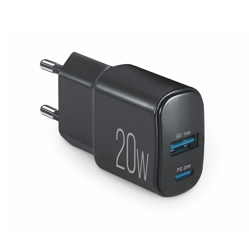 Мережевий зарядний пристрій Brevia ePower PD20W USB-C+USB-A чорний Львів - фото 1