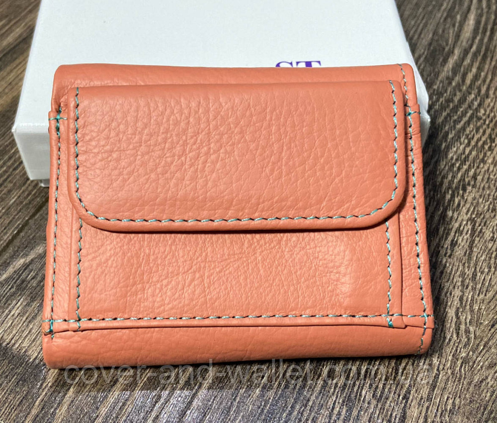 Мініатюрний жіночий гаманець з натуральної шкіри помаранчевого кольору ST Leather 440 Київ - фото 6