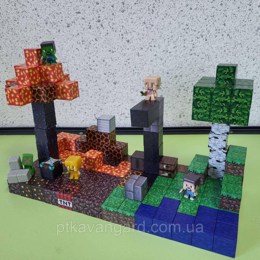 Магнітний конструктор Minecraft два біоми 164 магнітних блоків + 5 фігурок Dream World LZCK 078 Хмельницький - фото 1