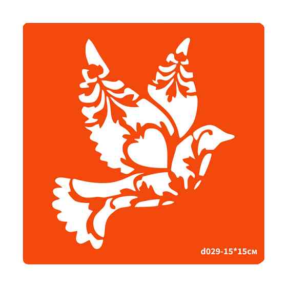 Трафарет для био-тату Птичка d029-15*15см, размер 15х15см Винница