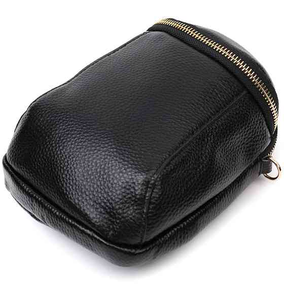 Небольшая сумка интересного формата из мягкой натуральной кожи Vintage 22338 Черная Киев