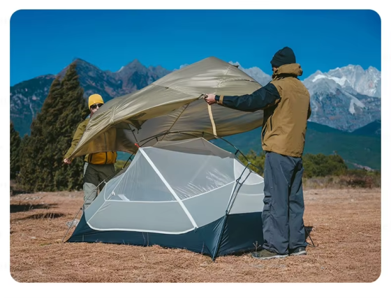 Палатка двухместная легкая Naturehike Mongar UL 2 15D двухслойная (Песочный) Винница