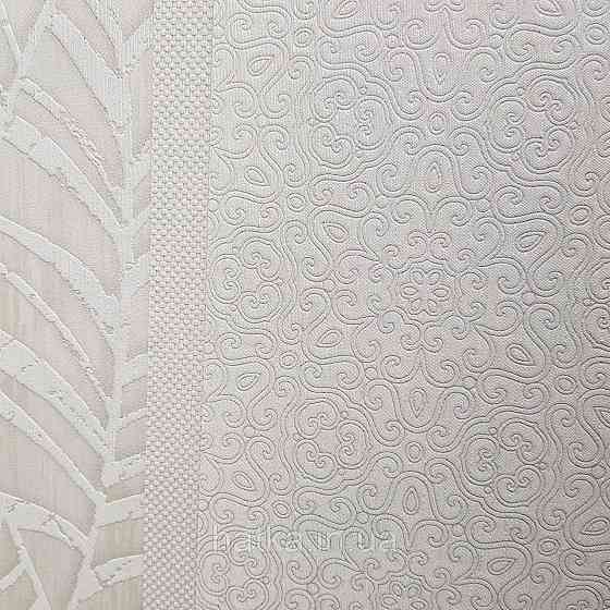 Шпалери метрові вінілові на флізелін Villa Marburg Lombardi вензелі завитки східний малюнок білий з сріблом Київ