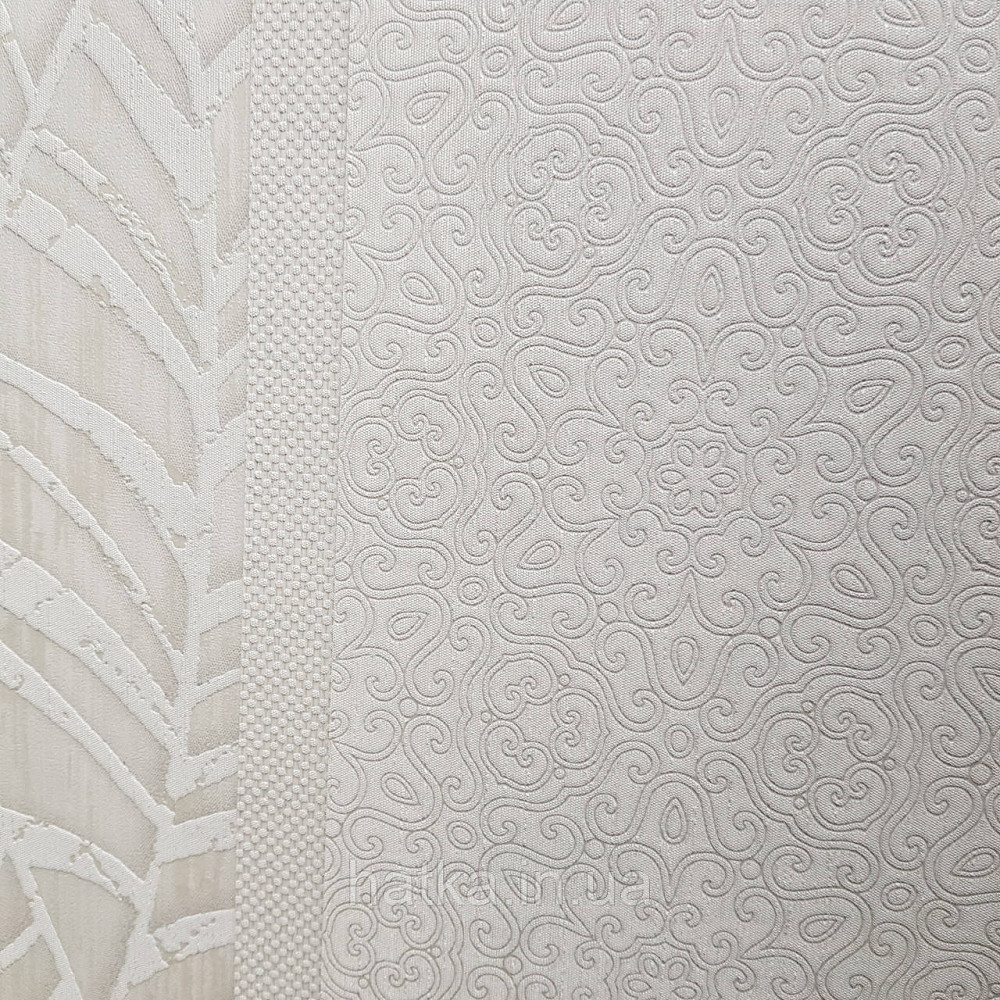 Шпалери метрові вінілові на флізелін Villa Marburg Lombardi вензелі завитки східний малюнок білий з сріблом Київ - фото 2