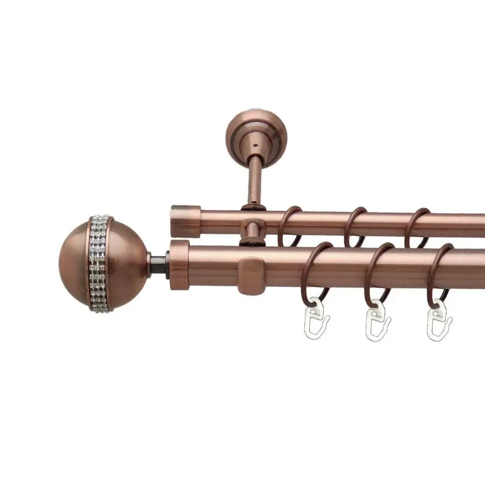 Карниз Orvit Авея металевий дворядний відкритий гладка труба кільце металеве Мідь 25\16 мм 300 см (00-00012507) Львів - фото 1