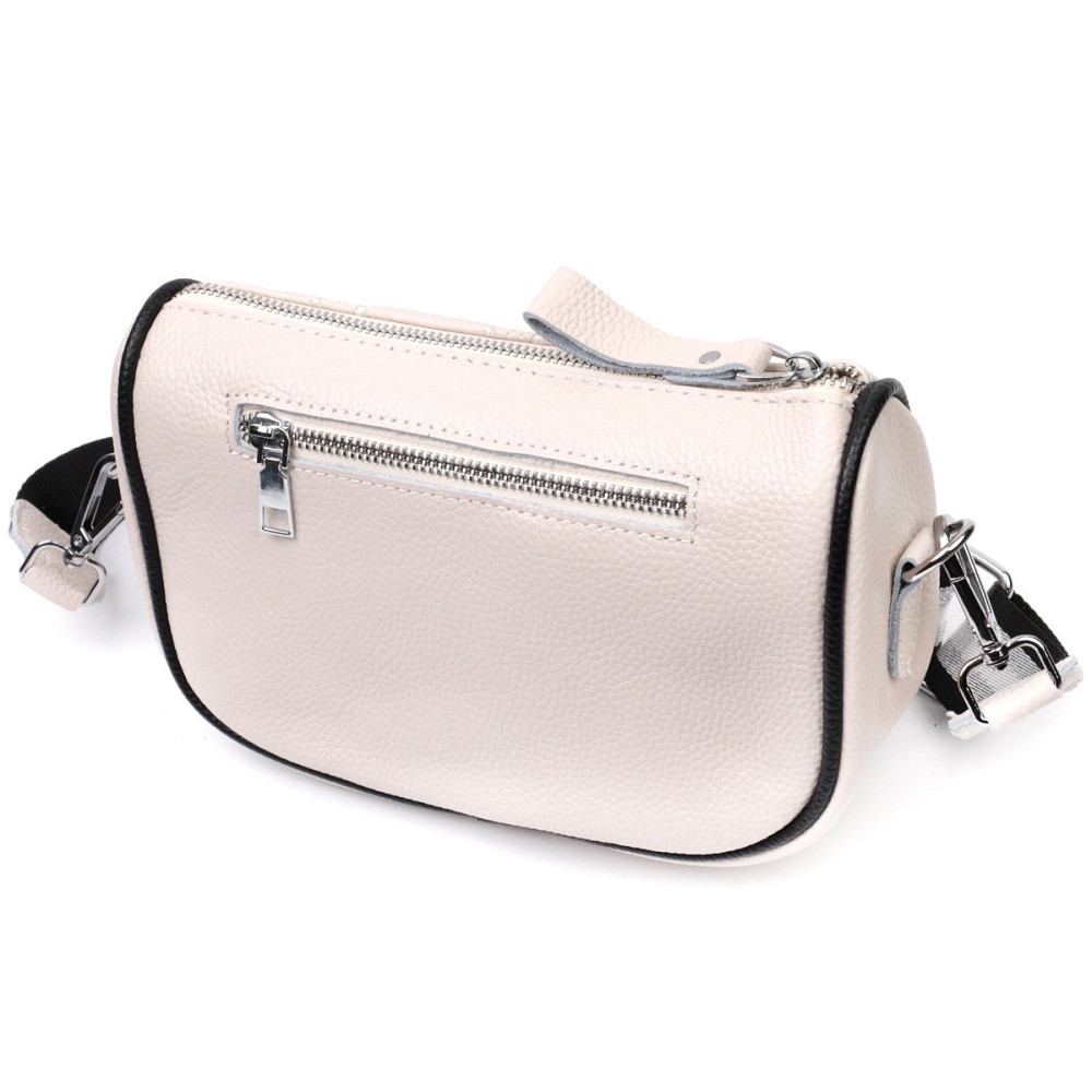 Сумка крос-боді напівкруглого формату з натуральної шкіри Vintage 22393 Біла Київ - фото 2