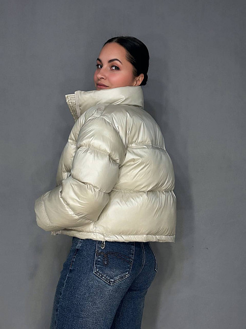 Куртка жіноча Lady Yep 10015 коротка глянцева пуффер перламутровий беж, перламутровий беж, 42 Київ - фото 10