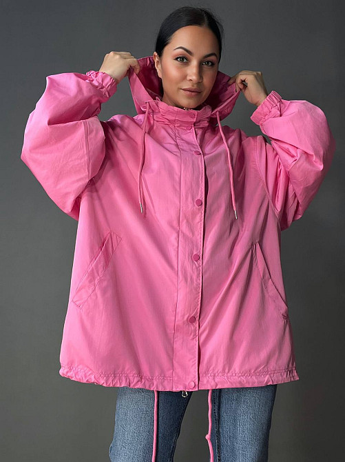 Куртка жіноча Lady Yep 9096-1 вітрівка оверсайз подовжена з капюшоном, рожевий, one size Київ - фото 3