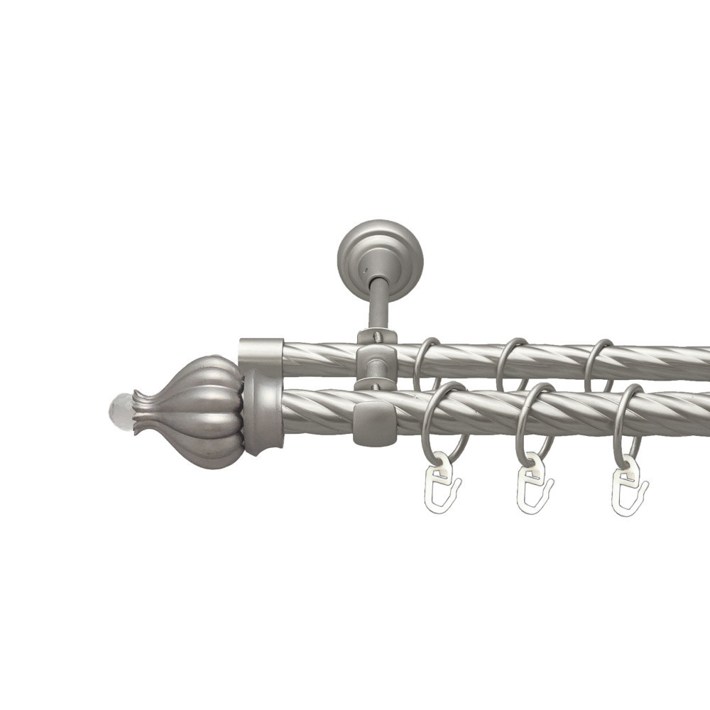 Карниз Orvit Таджа-Кристал металевий дворядний відкритий скручена труба кільце металеве Сатин 19\16 мм 200 см (00-00023143) Львів - фото 1