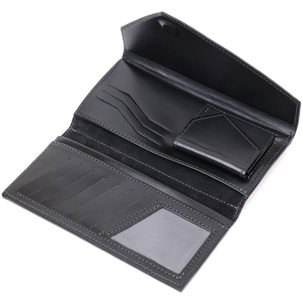 Місткий гаманець із монетницею зовні з натуральної шкіри GRANDE PELLE 11647 Бордовий Київ - фото 8