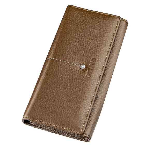Гаманець горизонтальний зі стразами жіночий шкіряний Коричневий (BALIYA) Київ