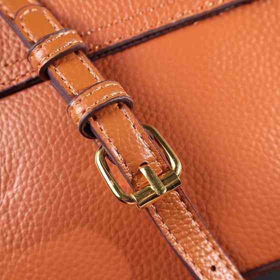 Модна сумка з жорстким каркасом з натуральної шкіри Vintage 22390 Коричнева Київ