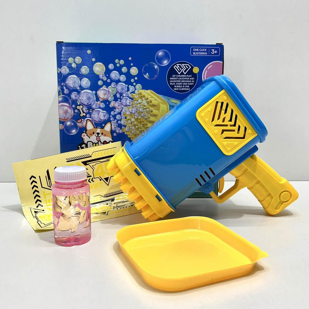 Пістолет для запуску мильних бульбашок 45 отворів 17 см Жовто-синій (2023-58A) Чернігів - фото 7