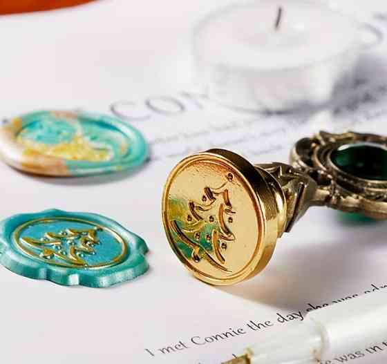 Набор для сургучных печатей с ложкой и сменными штампами, воск в гранулах, подарочный бокс Киев