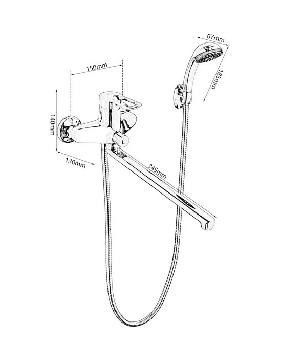 Змішувач для ванни Євро GF HANSBERG 006 з довгим поворотним виливом (GF0006) Чернівці - фото 4