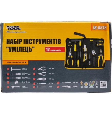 Якісний набір інструменту  Mastertool Умілець 12 предметів (78-0312) вага 1.229 кг Київ