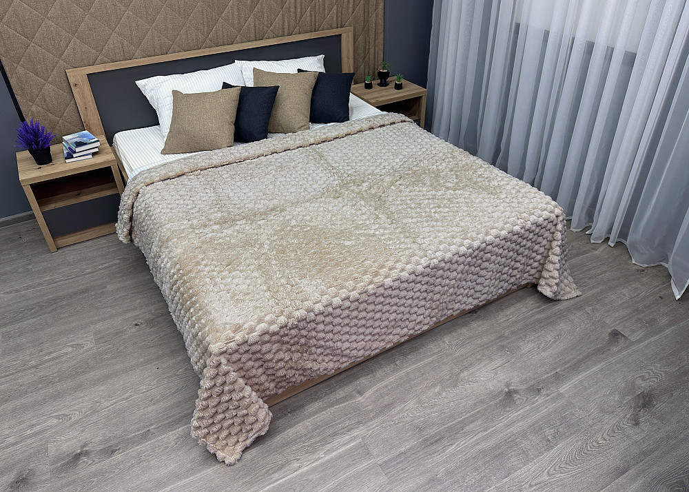 Плед-покривало 210х210 см (+-5см) Соти Світло-бежевий (87-204) Київ - фото 3