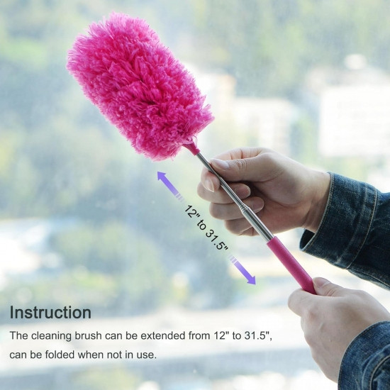 Щетка для уборки пыли пипидастр телескопическая (малиновый) Винница - изображение 4