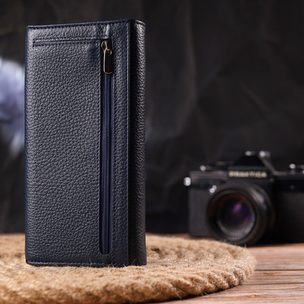 Практичный женский кошелек из натуральной зернистой кожи CANPELLINI 21659 Синий Киев - изображение 2