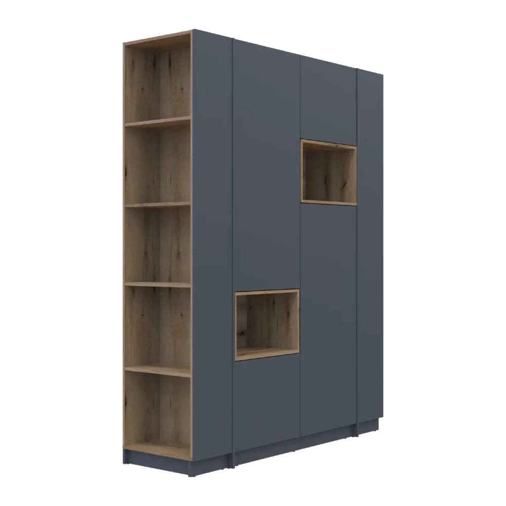 Шафа для одягу з нішою та етажеркою Doros Дейл Графіт/Дуб Евок 2 ДСП 143.2х52х220 DRS-011723 (44900335) Дніпро - фото 7