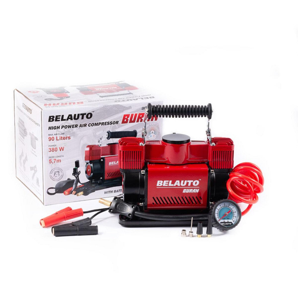 Компрессор автомобильный Белавто БУРАН двухцилиндровый с зажимами АКБ Киев - изображение 4