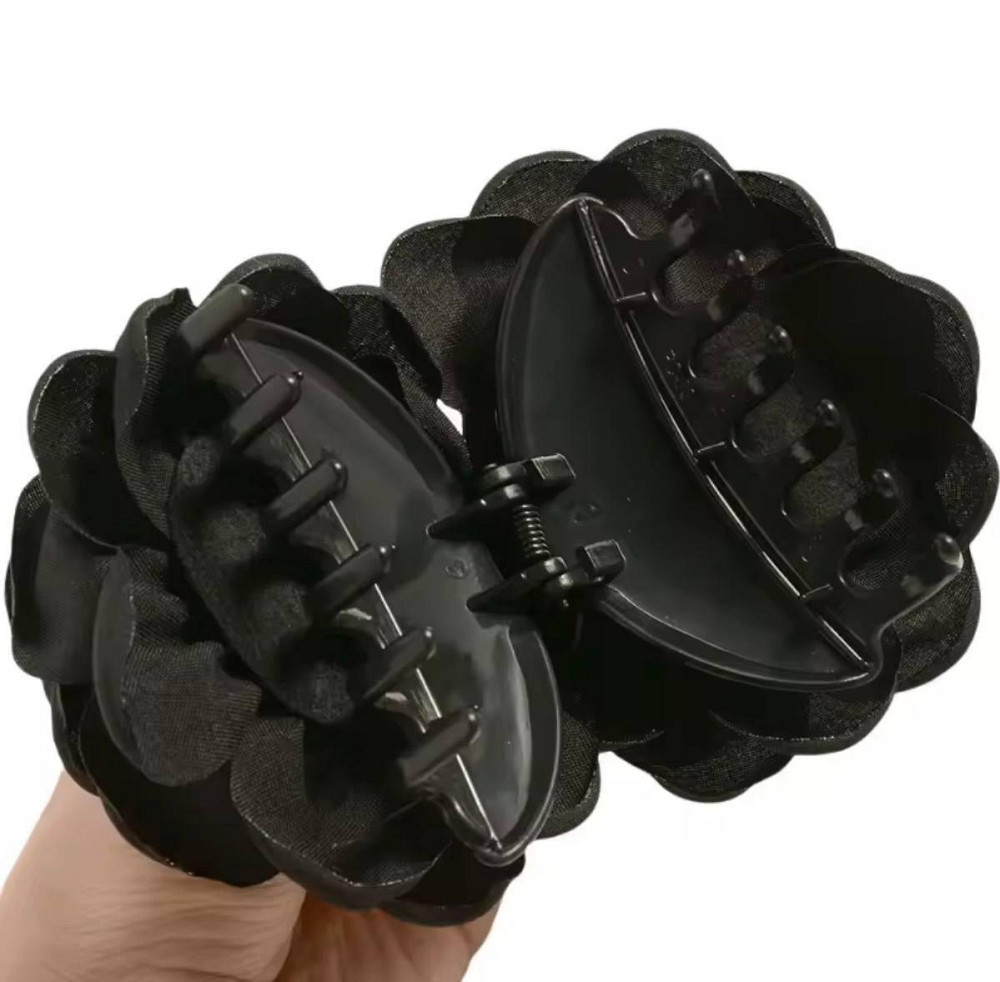 Крабик для волос с цветком розы черный 9 см, заколка краб для волос цветок, женский аксессуар для прически Киев - изображение 2