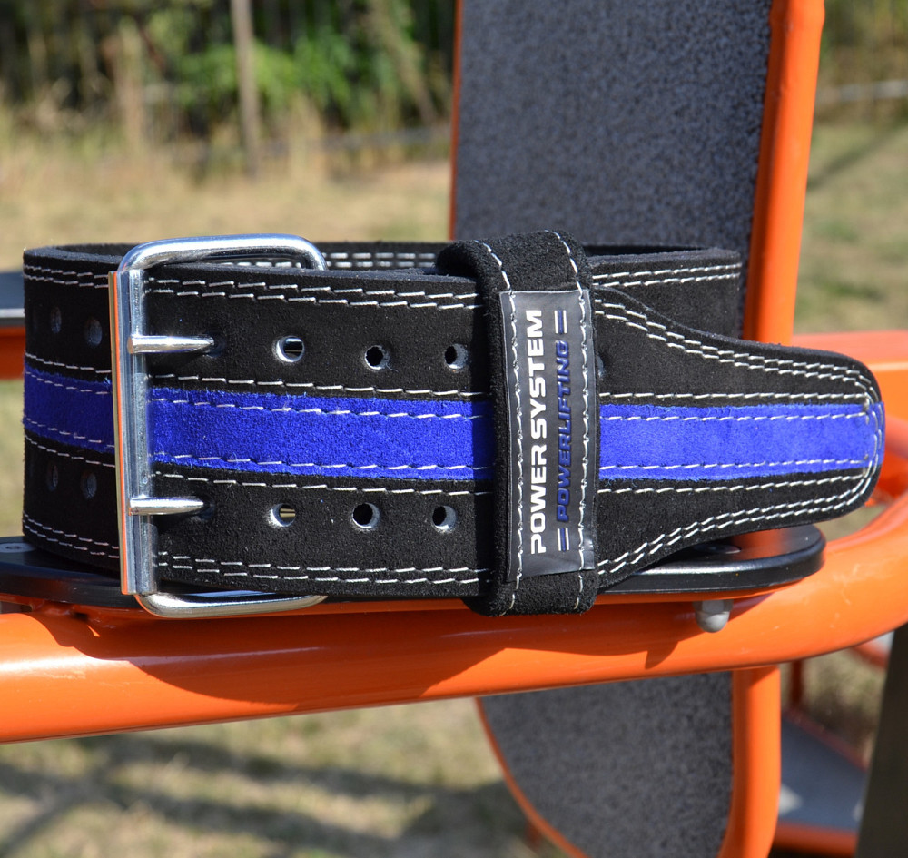 Пояс для пауерліфтингу Power System PS-3800  PowerLifting шкіряний Black/Blue Line L Луцк - изображение 7