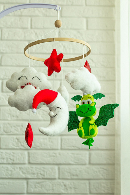 Дитячий музичний мобіль на ліжечко для немовлят WooolyWool «Дракончик» з 35 мелодіями Київ - фото 7