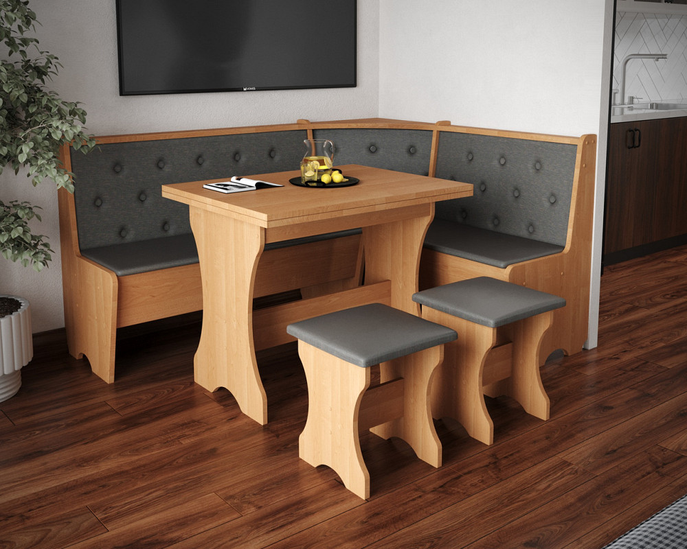 Табуретка з м'яким сидінням, табурет на кухню 35х35х44 см Тканина Мальмо (сірий) / ДСП Дуб Вільха Львів - фото 2