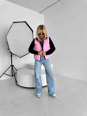 Жіноча двостороння жилетка з кулісками з боків і кишенею плащівка емі + силікон Рожевий, 46/48 Одеса