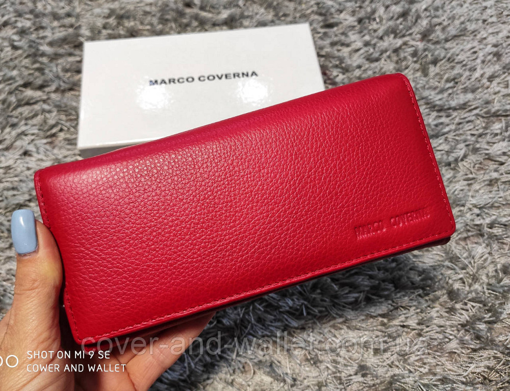 Жіночий якісний шкіряний гаманець на магнітах червоного кольору Marco Coverna Київ - фото 5