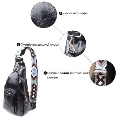 Сумка Vintage Жіноча з екошкіри Чорна (22776) Вінниця - фото 6