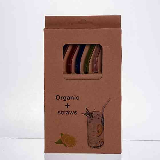 Набір скляних соломинок із щіточкою, багаторазові трубочки для коктейлів напоїв (7+1) 64486-82 Київ