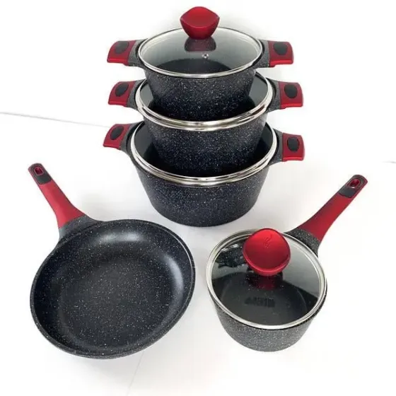 Набор кастрюль BN-338 9 предметов, ковшик 1,4 л; 2,4л; 4л; 6,3л; сковорода 24см Коломия