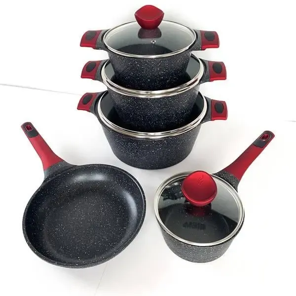 Набор кастрюль BN-338 9 предметов, ковшик 1,4 л; 2,4л; 4л; 6,3л; сковорода 24см Коломия - фото 1