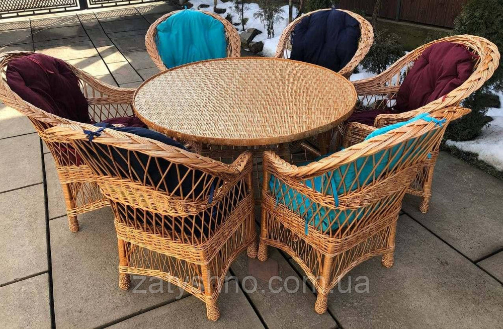 Меблі плетені з великим круглим столом Київ - фото 5