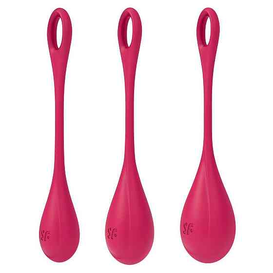 Набір йоні намистин Satisfyer Yoni Power 1 Red, діаметр 2-2,5-3см, вага 22-46-74гр Sex Aura Київ