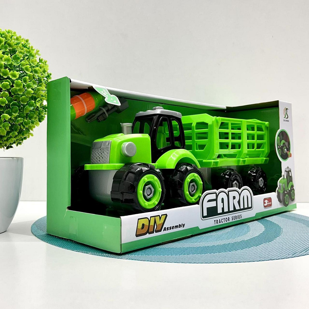 Трактор конструктор на шурупах із причепом 32 см Зелений (0488-801-2-3) Чернігів - фото 3