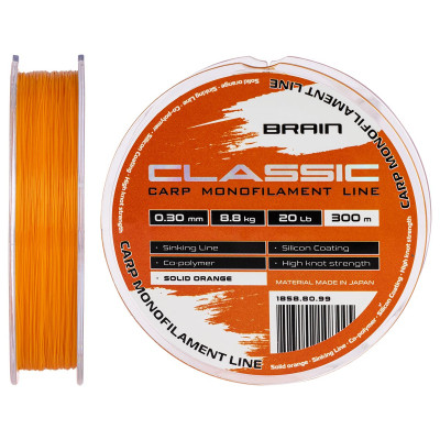 Волосінь Brain Classic Carp Line (solid orange) 300m 0.30mm 20lb 8.8kg (1858.80.99) Вінниця - фото 1