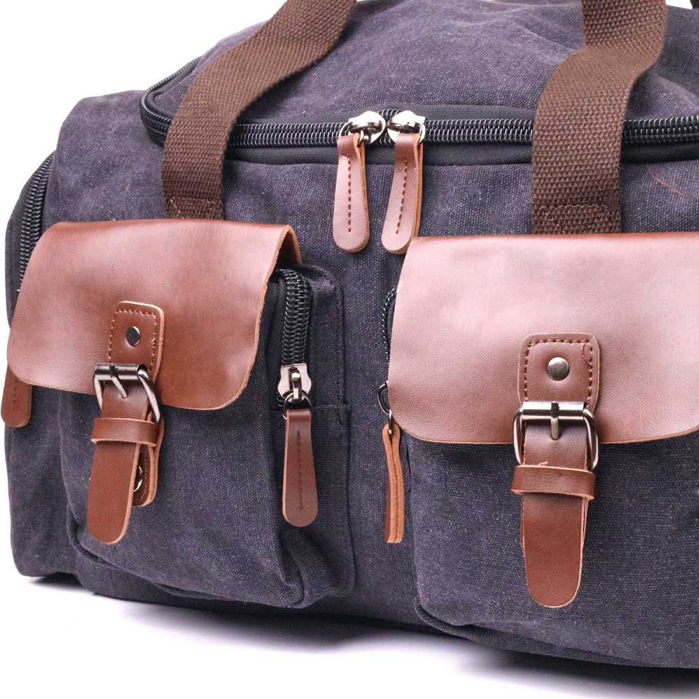 Велика дорожня сумка текстильна 21237 Vintage Чорна Київ - фото 8