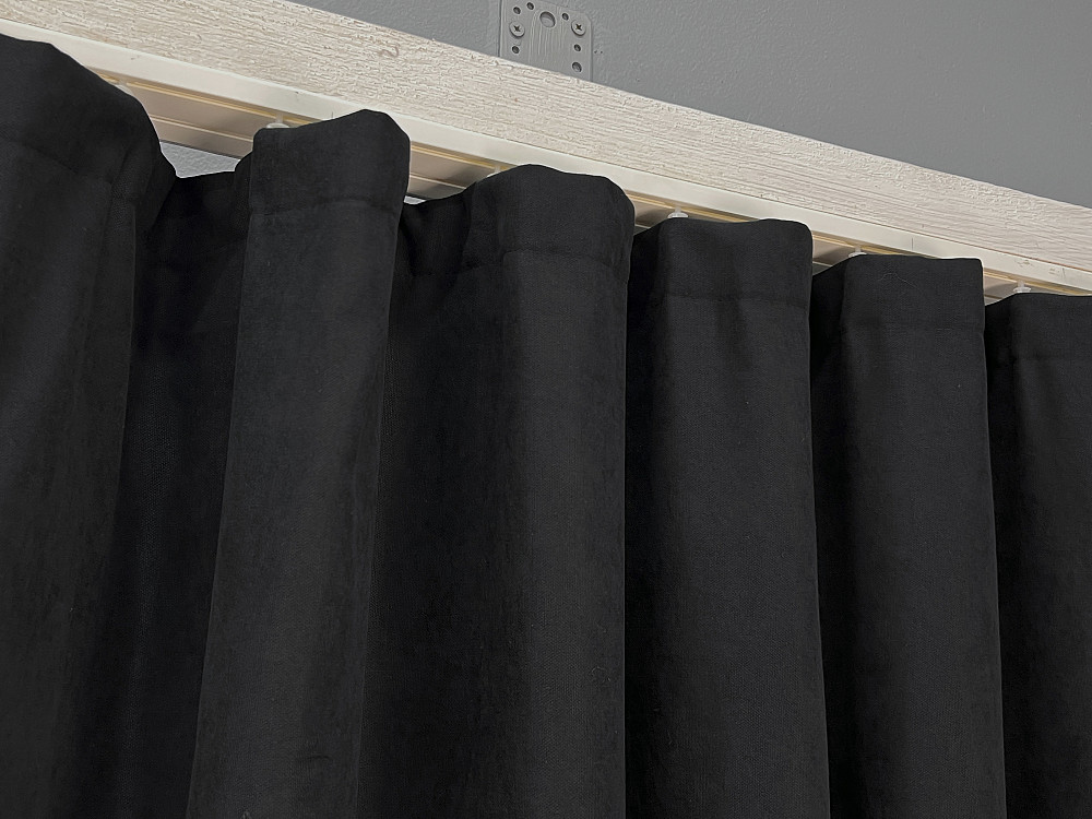 Комплект коротких штор VR-Textil Микровелюр Petek YL № 2017ш Черный 140х170 см 2 шт (35-0434) Киев - изображение 8