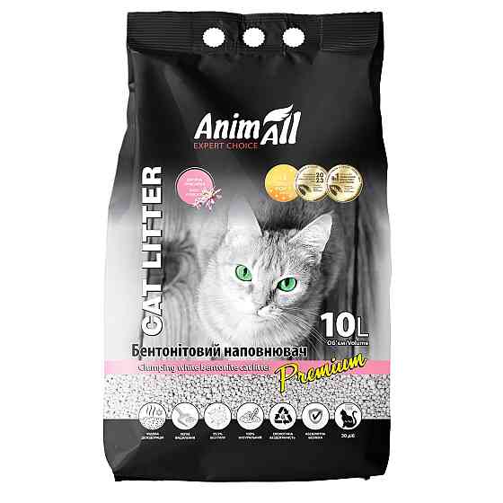 Бентонитовый наполнитель AnimAll Premium Baby Powder с ароматом детской пудры, для кошек, 10 л Киев