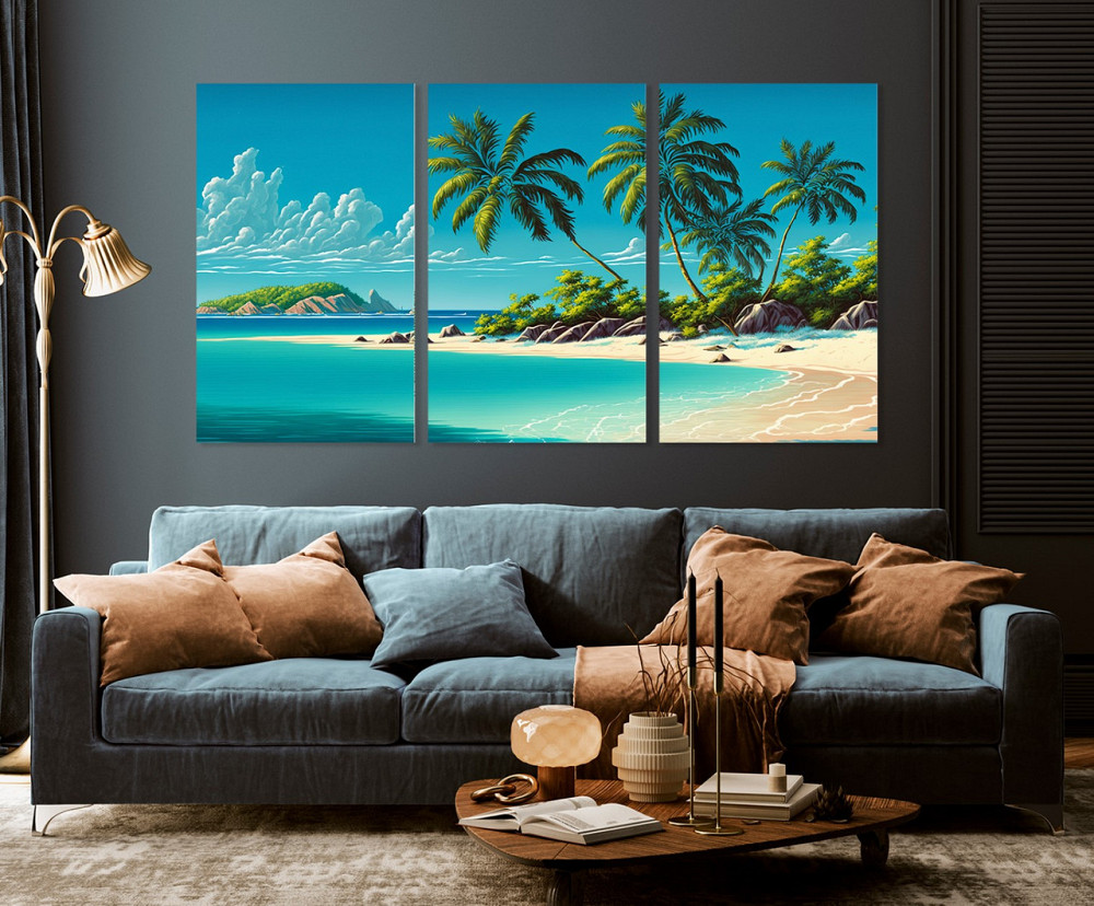 Модульна картина у вітальню/ спальню   Пляж      ART-163_3A 100х150 см Київ - фото 3