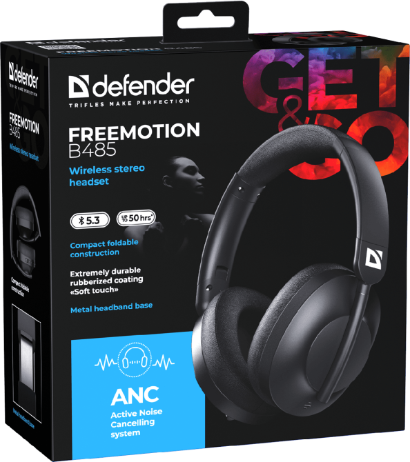 Гарнітура Defender FreeMotion B485 Bluetooth ANC Black (63485) (7151836) Киев - изображение 6