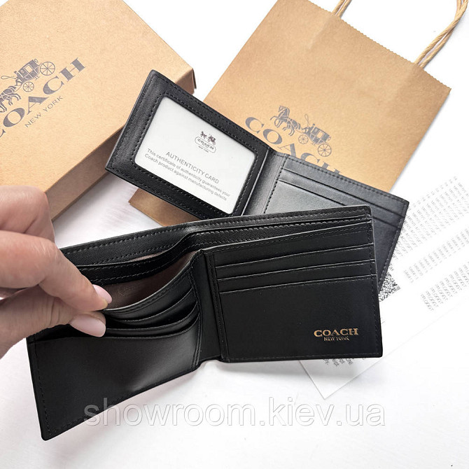 Чоловіче брендове портмоне з картхолдером Coach (1381) grey Київ - фото 7