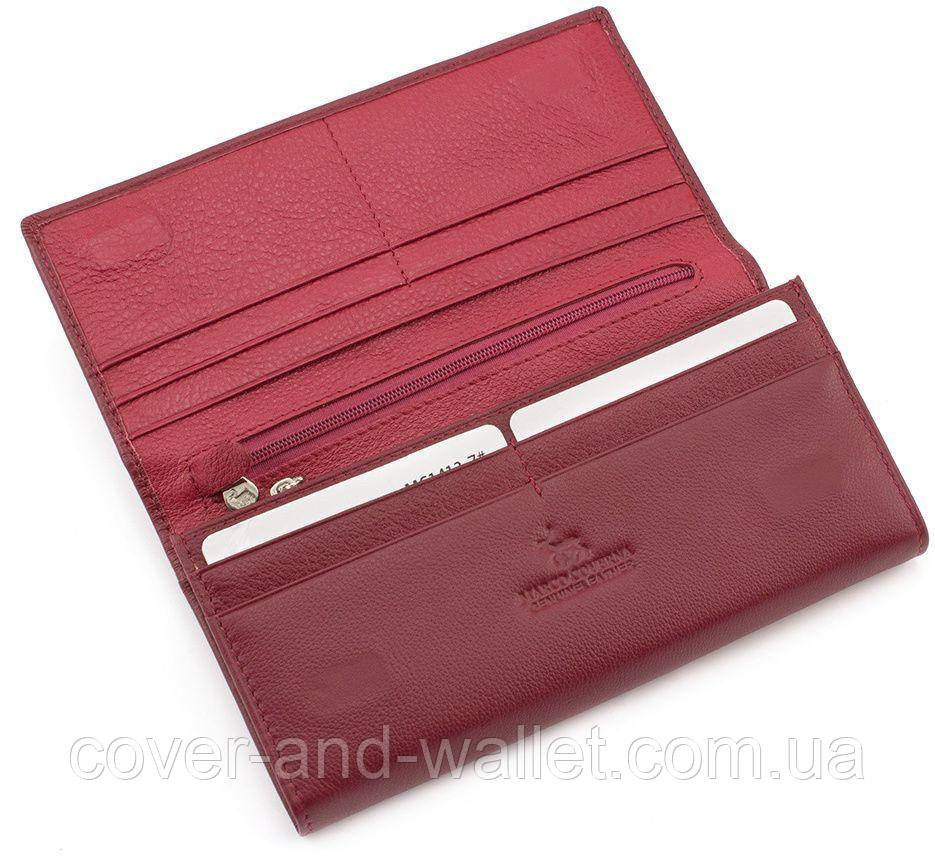 Жіночий шкіряний гаманець на магнітній фіксації світло рожевого кольору Marco Coverna Бордовий Київ - фото 3