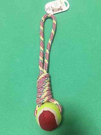 Теннисный Мячик на веревке для собак , красный. - диаметр мячика 6 см, длинна каната 35 см. Киев