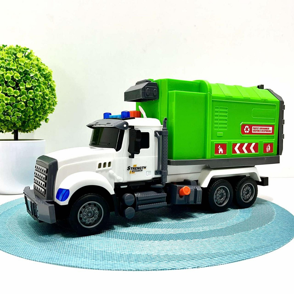 Спецтехніка машинка інерційна звук підсвічування механічне підйом стріли 35 см Зелена (687-46 C)C) Чернігів - фото 1