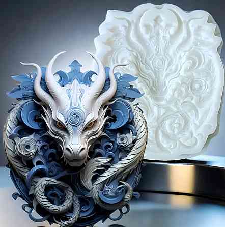 Молд із силікону Дракон 90 на 75 мм сірий Київ